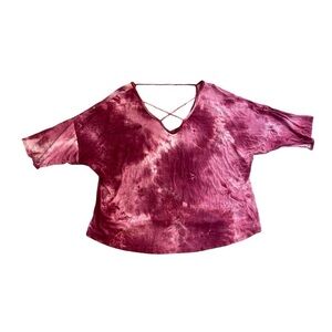 L&B Pink Tie Dye Top with Criss Cross Detail in Front Size 2X